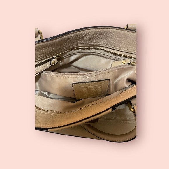 Coach 10529 Hampton Beige Pebbled Leather Braided‎ Band Large Tote Shoulder Bag - Picture 9 of 11